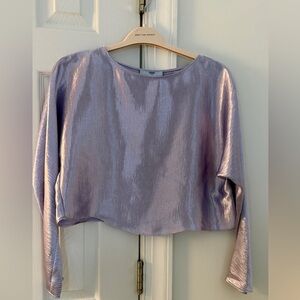 ANTONIO MELANI Metallic Lavender Long Sleeve Top